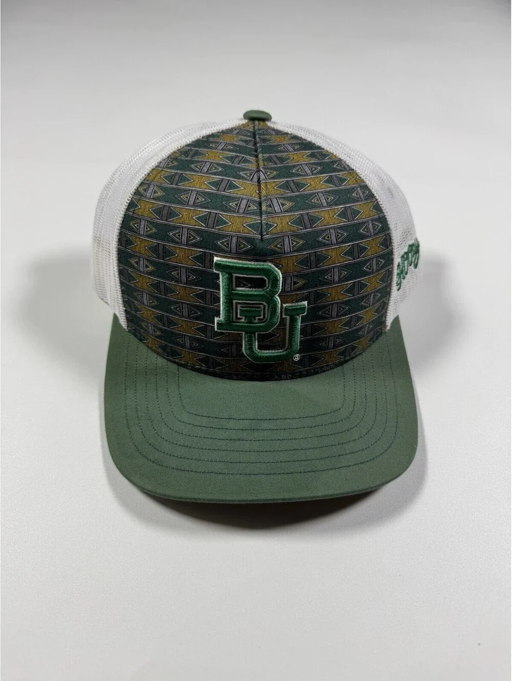Hooey Baylor Bears BU Trucker Snapback Hat Green White Geometric OSFA